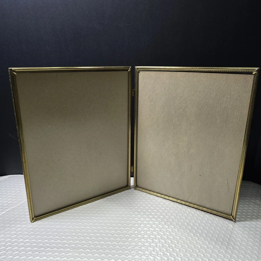 Scharling Silversmith Double Hinged 8x10 Picture Frames Gold Toned MCM